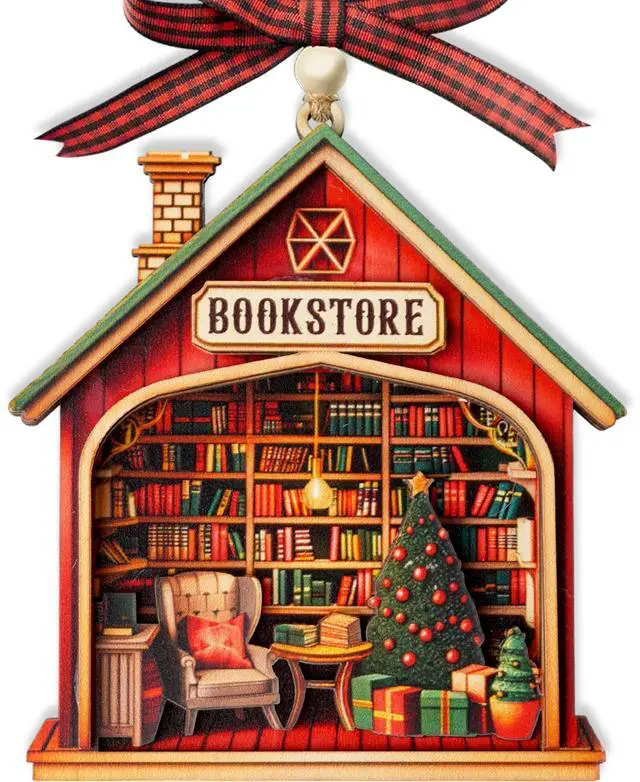 Main image of Book Ornaments for Christmas Tree, Cozy 3D Layered Wooden Bookstore Ornament, Book Ornament for Readers, Bookish, for Women, Gifts for Book Lovers, Book Accessories for Book Nerds