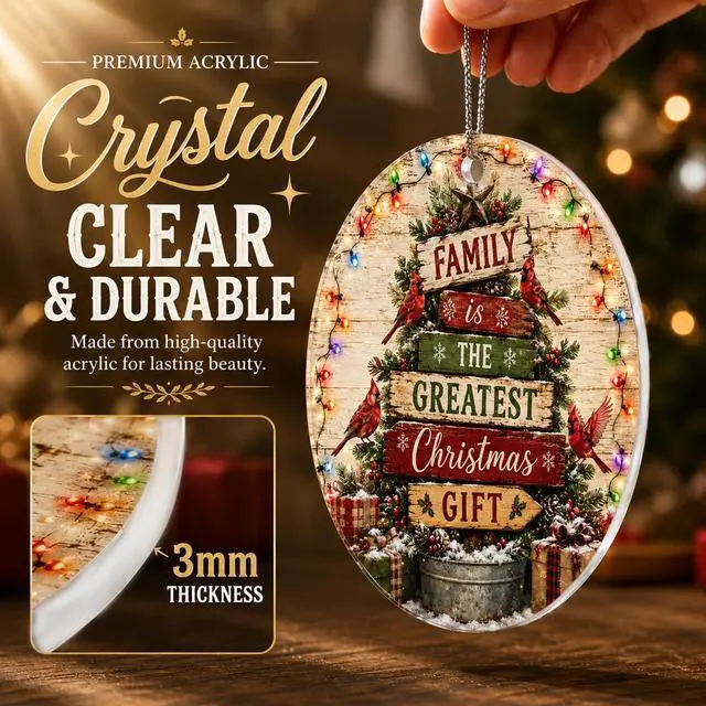 Alt view image 4 of 7 - Family Ornament, Family Christmas Ornaments 2026, Acrylic Christmas Tree Hanging Ornament, Heartwarming Holiday Keepsake for Parents Grandparents and Loved Ones, for Women, Men