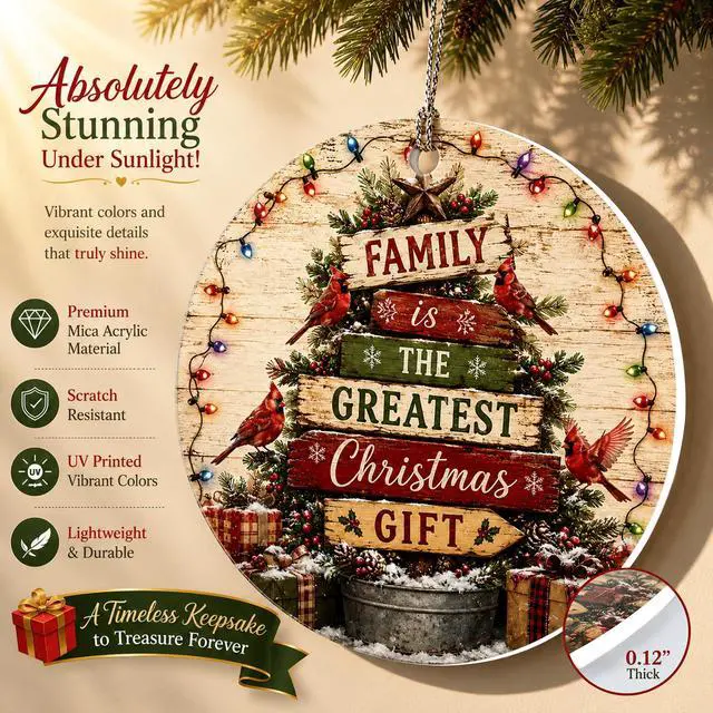 Alt view image 5 of 7 - Family Ornament, Family Christmas Ornaments 2026, Acrylic Christmas Tree Hanging Ornament, Heartwarming Holiday Keepsake for Parents Grandparents and Loved Ones, for Women, Men