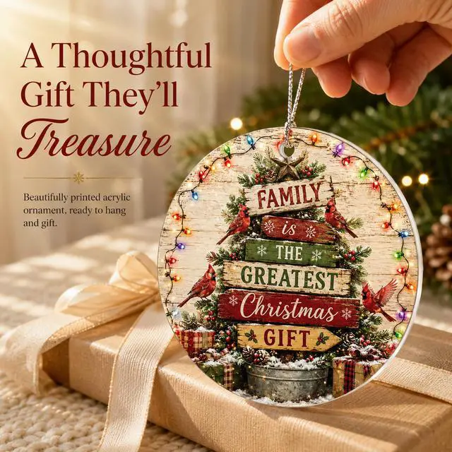Alt view image 6 of 7 - Family Ornament, Family Christmas Ornaments 2026, Acrylic Christmas Tree Hanging Ornament, Heartwarming Holiday Keepsake for Parents Grandparents and Loved Ones, for Women, Men