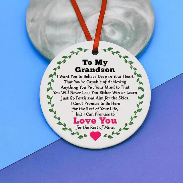 Alt view image 4 of 7 - Grandson Ornament Gifts Christmas Ornament Grandson Birthday Gifts from Grandpa Grandma Encouragement Gift from Grandparents Christmas Gradation Going Away Gift for Grandkids