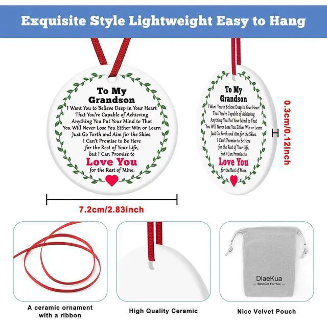 Alt view image 3 of 7 - Grandson Ornament Gifts Christmas Ornament Grandson Birthday Gifts from Grandpa Grandma Encouragement Gift from Grandparents Christmas Gradation Going Away Gift for Grandkids