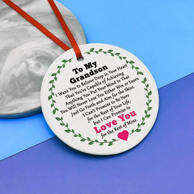 Alt view image 5 of 7 - Grandson Ornament Gifts Christmas Ornament Grandson Birthday Gifts from Grandpa Grandma Encouragement Gift from Grandparents Christmas Gradation Going Away Gift for Grandkids