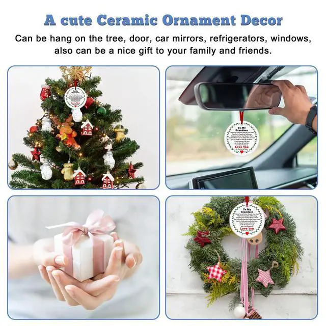 Alt view image 2 of 7 - Grandson Ornament Gifts Christmas Ornament Grandson Birthday Gifts from Grandpa Grandma Encouragement Gift from Grandparents Christmas Gradation Going Away Gift for Grandkids