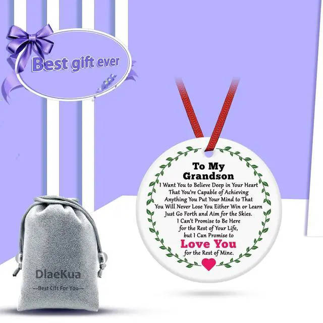 Alt view image 7 of 7 - Grandson Ornament Gifts Christmas Ornament Grandson Birthday Gifts from Grandpa Grandma Encouragement Gift from Grandparents Christmas Gradation Going Away Gift for Grandkids