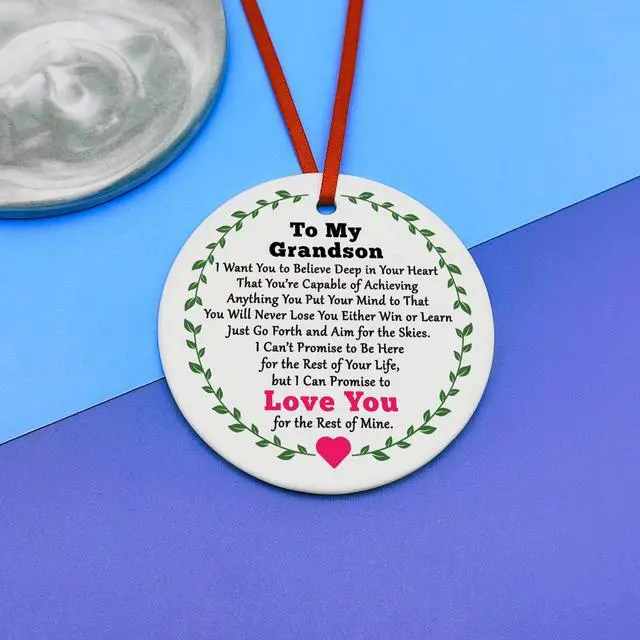 Alt view image 6 of 7 - Grandson Ornament Gifts Christmas Ornament Grandson Birthday Gifts from Grandpa Grandma Encouragement Gift from Grandparents Christmas Gradation Going Away Gift for Grandkids