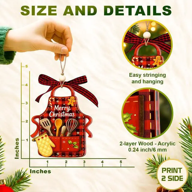 Alt view image 2 of 7 - Baking Ornaments, Baking Ornaments for Christmas Tree 2026, Gift for Bakers | Unique Baker Ornament 2026 Gifts For Bakers, Baking Christmas Ornament And Decor Gift Wood Acrylic 2 Layers Xmas Ornament