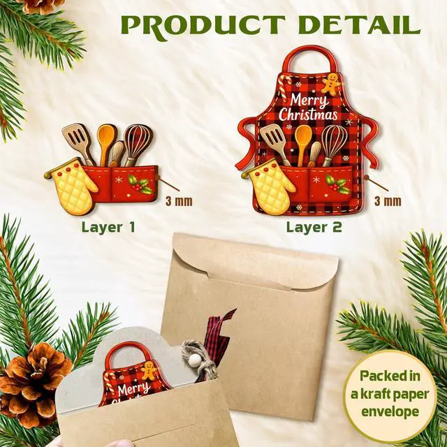 Alt view image 3 of 7 - Baking Ornaments, Baking Ornaments for Christmas Tree 2026, Gift for Bakers | Unique Baker Ornament 2026 Gifts For Bakers, Baking Christmas Ornament And Decor Gift Wood Acrylic 2 Layers Xmas Ornament