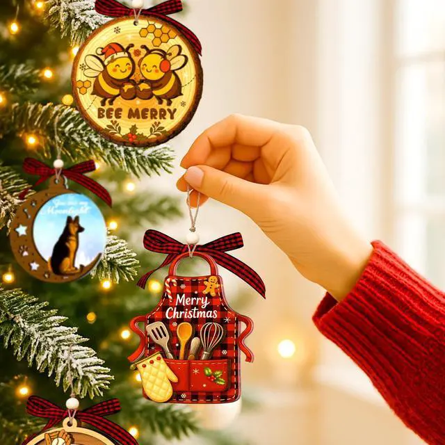Alt view image 6 of 7 - Baking Ornaments, Baking Ornaments for Christmas Tree 2026, Gift for Bakers | Unique Baker Ornament 2026 Gifts For Bakers, Baking Christmas Ornament And Decor Gift Wood Acrylic 2 Layers Xmas Ornament