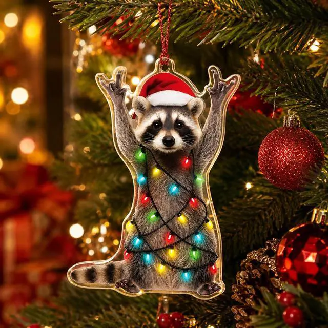 Alt view image 2 of 7 - Funny Christmas Ornaments, Racoon Christmas Ornament, Christmas Ornaments 2026, Raccoon Gifts for Women Animal Lovers, Animal Gifts for Friends, Coworker, Raccoon Ornament Christmas Decorations