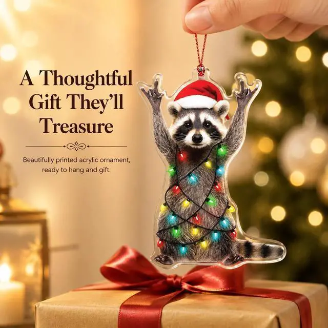 Alt view image 6 of 7 - Funny Christmas Ornaments, Racoon Christmas Ornament, Christmas Ornaments 2026, Raccoon Gifts for Women Animal Lovers, Animal Gifts for Friends, Coworker, Raccoon Ornament Christmas Decorations