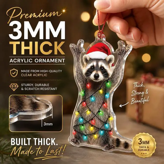 Alt view image 5 of 7 - Funny Christmas Ornaments, Racoon Christmas Ornament, Christmas Ornaments 2026, Raccoon Gifts for Women Animal Lovers, Animal Gifts for Friends, Coworker, Raccoon Ornament Christmas Decorations