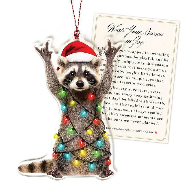 Alt view image 7 of 7 - Funny Christmas Ornaments, Racoon Christmas Ornament, Christmas Ornaments 2026, Raccoon Gifts for Women Animal Lovers, Animal Gifts for Friends, Coworker, Raccoon Ornament Christmas Decorations