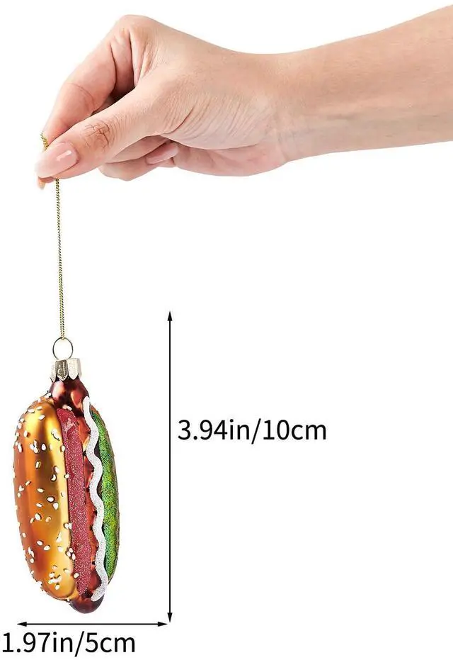 Alt view image 2 of 5 - Hanging Ornaments for Christmas Tree 2025 - Hot Dog 3D Glass Blown Tree Decorations, Mini Food Funny Snacks Small Christmas Decor for Xmas Tree Home Outdoor Centerpiece