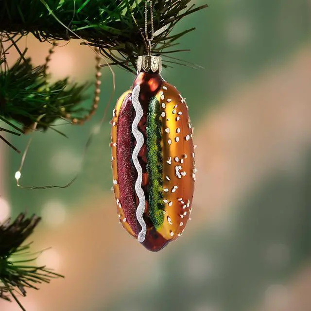 Alt view image 5 of 5 - Hanging Ornaments for Christmas Tree 2025 - Hot Dog 3D Glass Blown Tree Decorations, Mini Food Funny Snacks Small Christmas Decor for Xmas Tree Home Outdoor Centerpiece