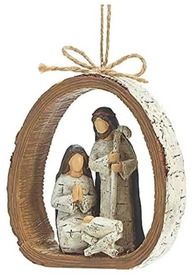 Main image of Holy Family Birch Bark Resin Christmas Ornament