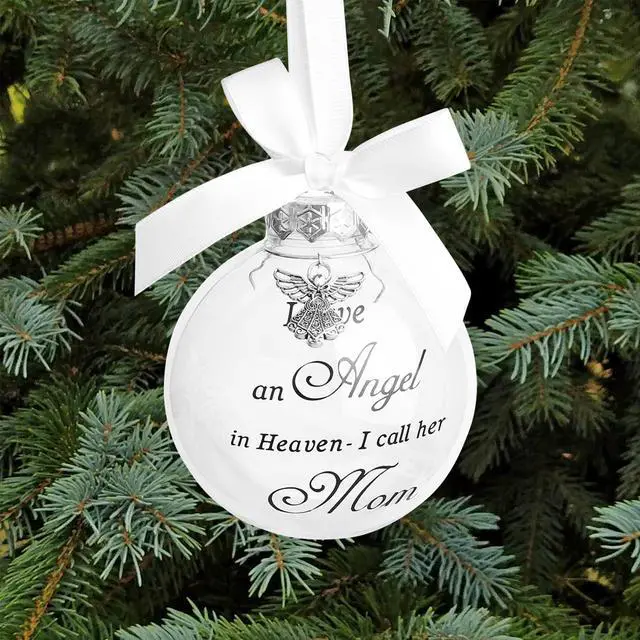 Main image of Christmas Memorial Feather Ball Angel Ornament I Have an Angel in Heaven I Call Her Mom Family Memorial Loss of Loved One Hanging Pendant Xmas Tree Décor