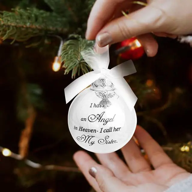 Alt view image 2 of 6 - Christmas Memorial Feather Ball Angel Ornament I Have an Angel in Heaven I Call Her Mom Family Memorial Loss of Loved One Hanging Pendant Xmas Tree Décor