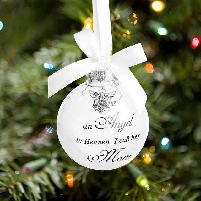 Alt view image 3 of 6 - Christmas Memorial Feather Ball Angel Ornament I Have an Angel in Heaven I Call Her Mom Family Memorial Loss of Loved One Hanging Pendant Xmas Tree Décor