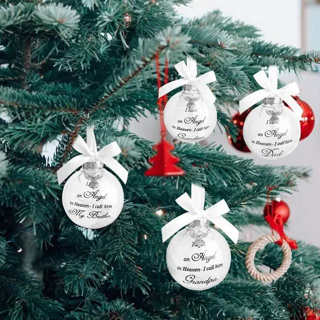Alt view image 4 of 6 - Christmas Memorial Feather Ball Angel Ornament I Have an Angel in Heaven I Call Her Mom Family Memorial Loss of Loved One Hanging Pendant Xmas Tree Décor