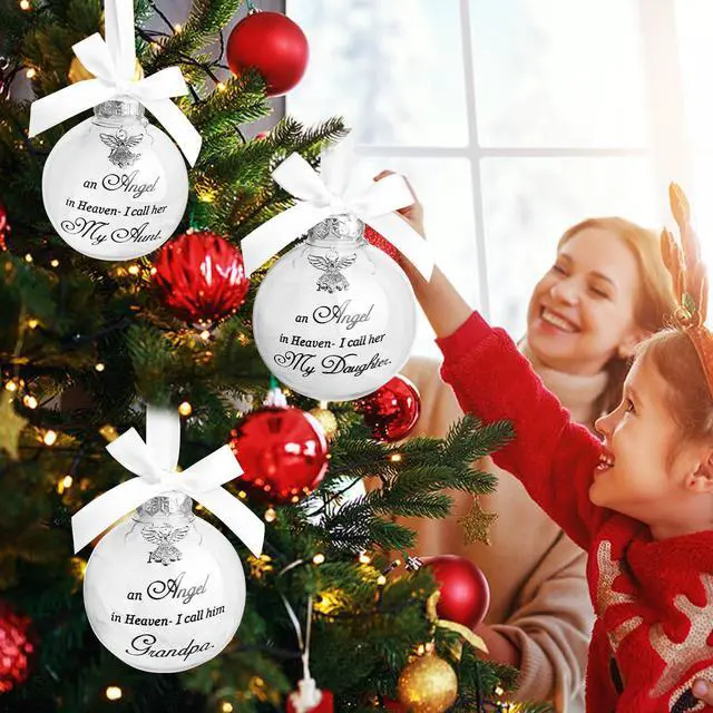 Alt view image 5 of 6 - Christmas Memorial Feather Ball Angel Ornament I Have an Angel in Heaven I Call Her Mom Family Memorial Loss of Loved One Hanging Pendant Xmas Tree Décor