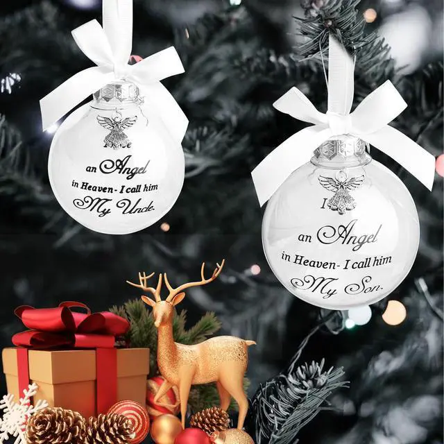 Alt view image 6 of 6 - Christmas Memorial Feather Ball Angel Ornament I Have an Angel in Heaven I Call Her Mom Family Memorial Loss of Loved One Hanging Pendant Xmas Tree Décor