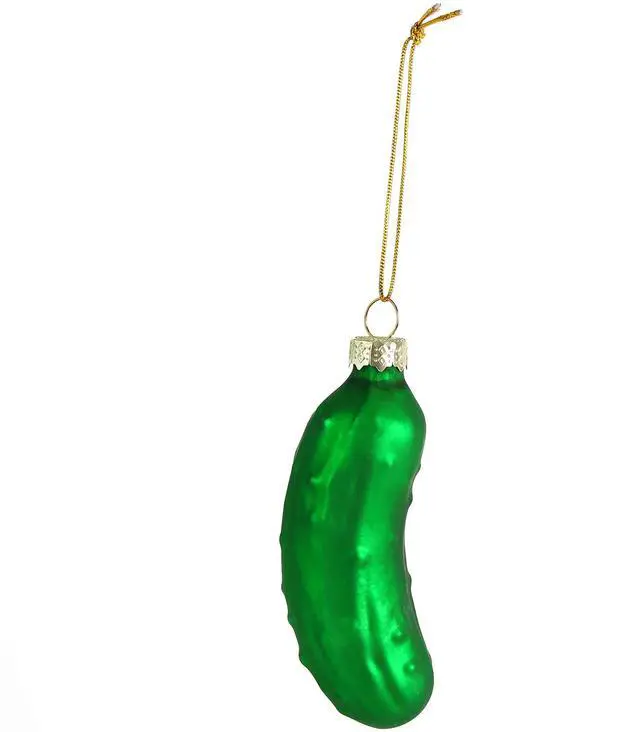 Main image of Christmas Pickle Tree Glass Ornament - Traditional Xmas Holiday Decor 3.5"