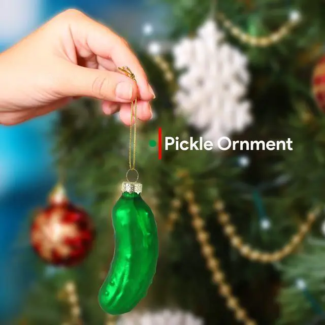 Alt view image 2 of 6 - Christmas Pickle Tree Glass Ornament - Traditional Xmas Holiday Decor 3.5"