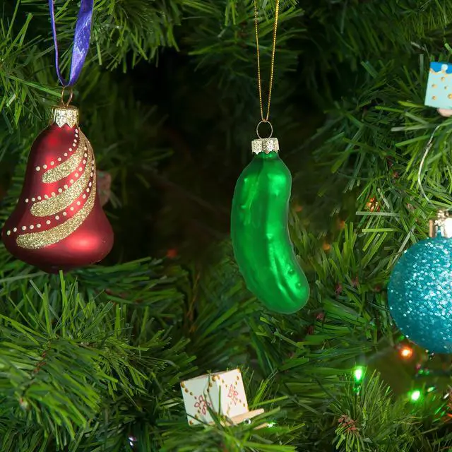 Alt view image 3 of 6 - Christmas Pickle Tree Glass Ornament - Traditional Xmas Holiday Decor 3.5"