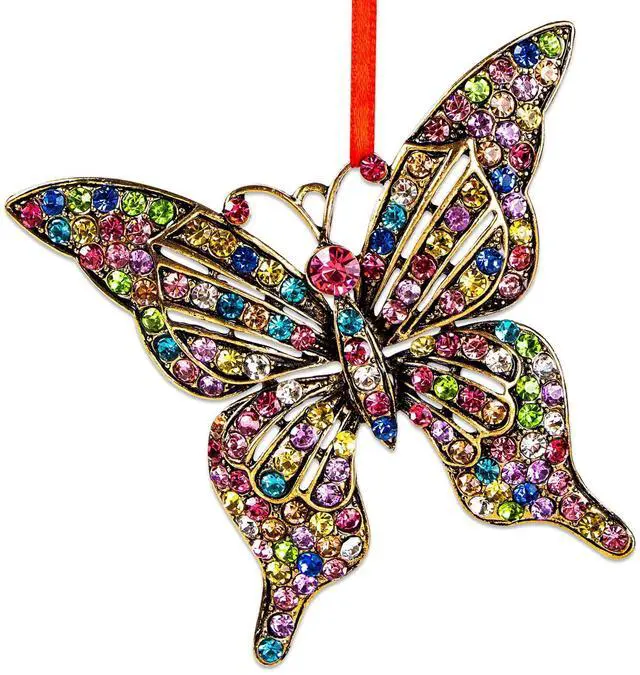 Main image of Butterfly Gift for Women - Colorful Christmas Ornaments Metal Beauty Girly Monarch Ornament for Christmas Tree Decorations Unique Keepsake Gifts for Girls Kids Sister