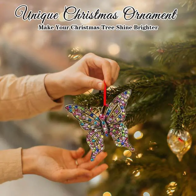 Alt view image 2 of 7 - Butterfly Gift for Women - Colorful Christmas Ornaments Metal Beauty Girly Monarch Ornament for Christmas Tree Decorations Unique Keepsake Gifts for Girls Kids Sister
