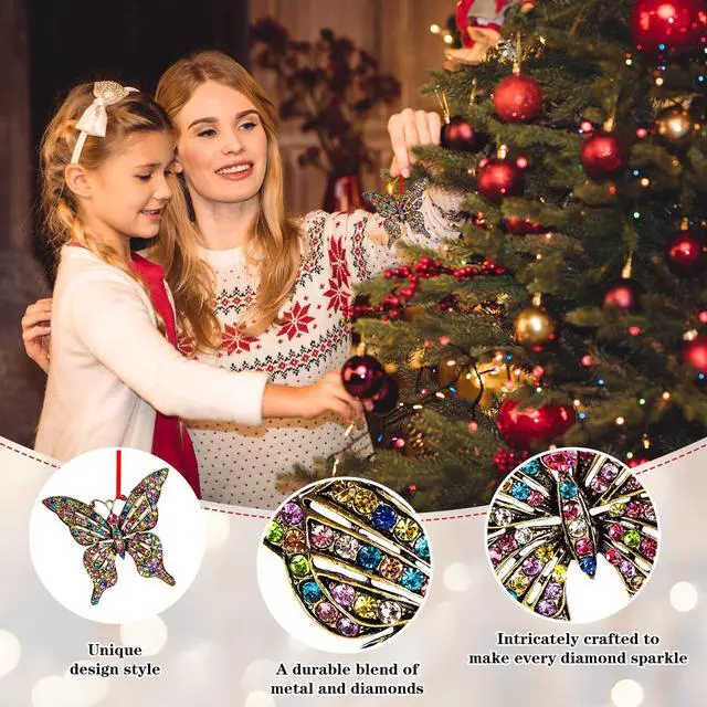 Alt view image 3 of 7 - Butterfly Gift for Women - Colorful Christmas Ornaments Metal Beauty Girly Monarch Ornament for Christmas Tree Decorations Unique Keepsake Gifts for Girls Kids Sister