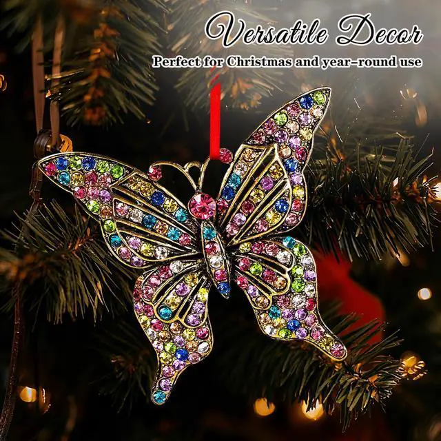Alt view image 5 of 7 - Butterfly Gift for Women - Colorful Christmas Ornaments Metal Beauty Girly Monarch Ornament for Christmas Tree Decorations Unique Keepsake Gifts for Girls Kids Sister