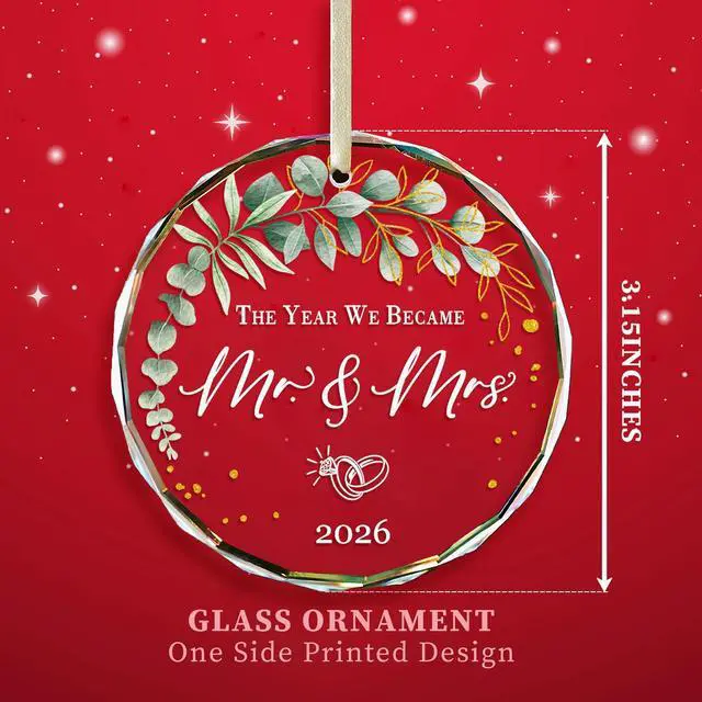 Alt view image 2 of 6 - Wedding Gift for Couples 2026 Bridal Shower Gift for Married Newlywed | Mr and Mrs Gifts,Future Bridal Shower Gift -ldeas for Married Newlywed -Glass 1st First Christmas Married Ornament 2026