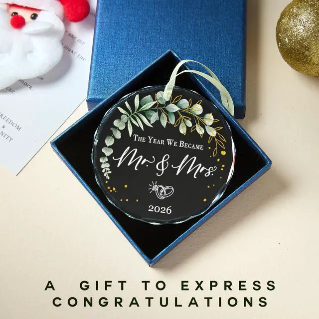 Alt view image 3 of 6 - Wedding Gift for Couples 2026 Bridal Shower Gift for Married Newlywed | Mr and Mrs Gifts,Future Bridal Shower Gift -ldeas for Married Newlywed -Glass 1st First Christmas Married Ornament 2026