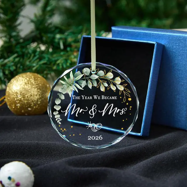 Alt view image 4 of 6 - Wedding Gift for Couples 2026 Bridal Shower Gift for Married Newlywed | Mr and Mrs Gifts,Future Bridal Shower Gift -ldeas for Married Newlywed -Glass 1st First Christmas Married Ornament 2026