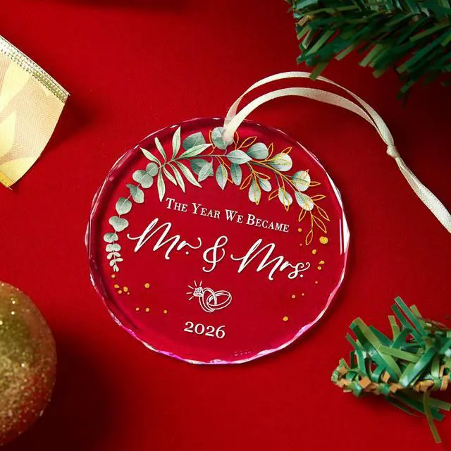 Alt view image 5 of 6 - Wedding Gift for Couples 2026 Bridal Shower Gift for Married Newlywed | Mr and Mrs Gifts,Future Bridal Shower Gift -ldeas for Married Newlywed -Glass 1st First Christmas Married Ornament 2026