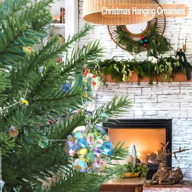 Alt view image 3 of 5 - Crystal Flower Christmas Ornaments, Glitter Cute Hanging Decorations for Xmas Tree Decor Gift for Women Girls Kids Mom (Flower)
