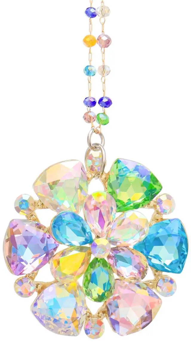 Main image of Crystal Flower Christmas Ornaments, Glitter Cute Hanging Decorations for Xmas Tree Decor Gift for Women Girls Kids Mom (Flower)