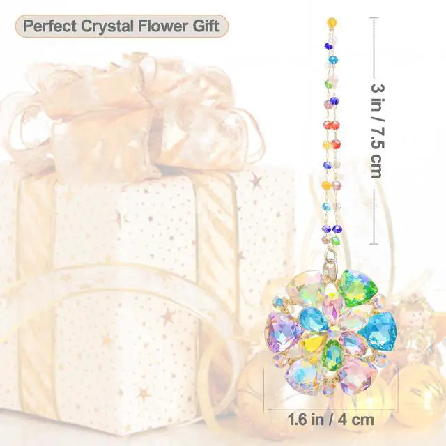Alt view image 5 of 5 - Crystal Flower Christmas Ornaments, Glitter Cute Hanging Decorations for Xmas Tree Decor Gift for Women Girls Kids Mom (Flower)