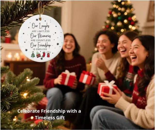 Alt view image 2 of 7 - Friend Christmas Ornament Ceramic Double Sided Best Friend Ornament for Women, Friendship Gift for Female, Sister, Coworker, Tree Decoration Keepsake, Idea for Her