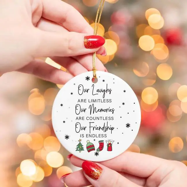 Alt view image 3 of 7 - Friend Christmas Ornament Ceramic Double Sided Best Friend Ornament for Women, Friendship Gift for Female, Sister, Coworker, Tree Decoration Keepsake, Idea for Her