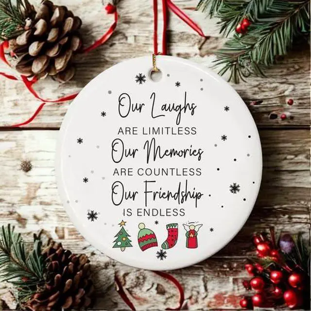 Alt view image 6 of 7 - Friend Christmas Ornament Ceramic Double Sided Best Friend Ornament for Women, Friendship Gift for Female, Sister, Coworker, Tree Decoration Keepsake, Idea for Her