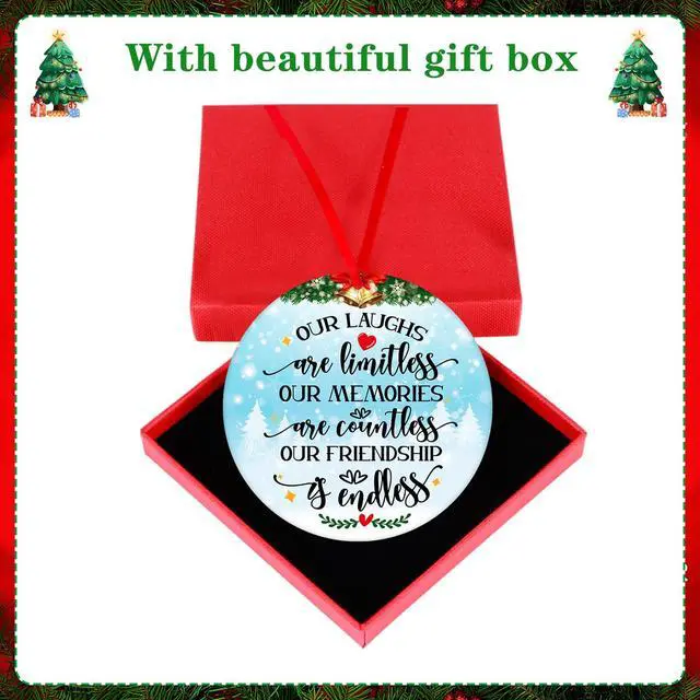 Alt view image 6 of 7 - Our Friendship is Endless Christmas Ornaments Friend Gifts for Women, Best Friend Ornaments for Christmas Tree Decorations Friendship Gifts for Friends Female Women