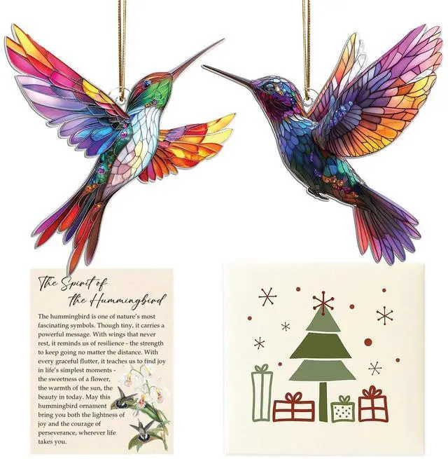 Main image of Hummingbird Ornament, Hummingbird Christmas Ornament with Meaning Card, Inspirational Hummingbird Gifts for Women, Mom, Grandma, Bird Lovers, Christmas Tree Hanging Decoration