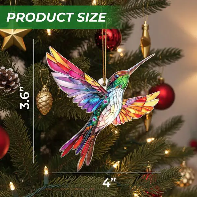 Alt view image 3 of 7 - Hummingbird Ornament, Hummingbird Christmas Ornament with Meaning Card, Inspirational Hummingbird Gifts for Women, Mom, Grandma, Bird Lovers, Christmas Tree Hanging Decoration