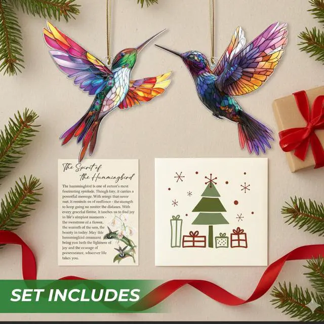 Alt view image 4 of 7 - Hummingbird Ornament, Hummingbird Christmas Ornament with Meaning Card, Inspirational Hummingbird Gifts for Women, Mom, Grandma, Bird Lovers, Christmas Tree Hanging Decoration