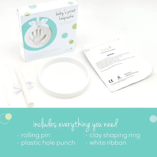 Alt view image 3 of 7 - DIY Baby Handprint Ornament Kit, No Mess Keepsake, White | Footprint or Handprint Keepsake Impression, Hanging Nursery Decor, Babys First Christmas Gift