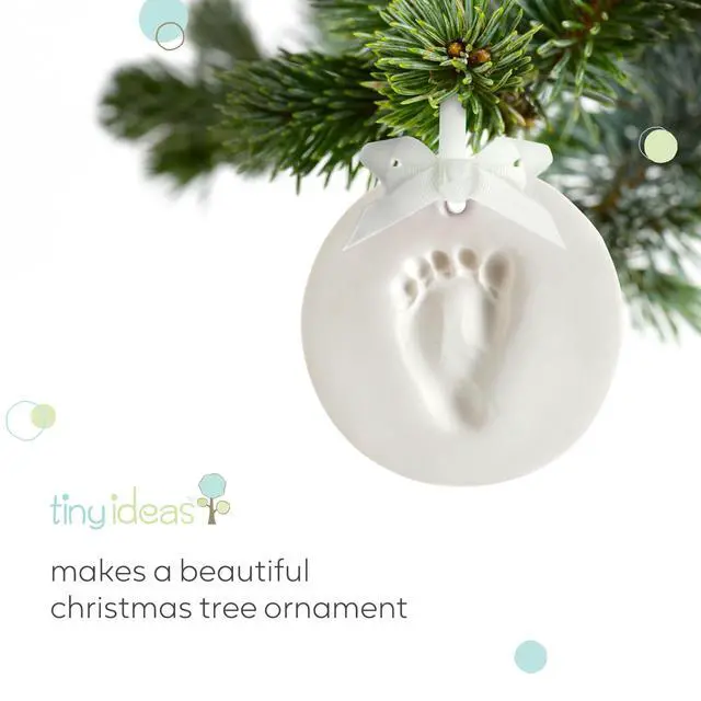 Alt view image 5 of 7 - DIY Baby Handprint Ornament Kit, No Mess Keepsake, White | Footprint or Handprint Keepsake Impression, Hanging Nursery Decor, Babys First Christmas Gift