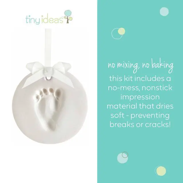 Alt view image 6 of 7 - DIY Baby Handprint Ornament Kit, No Mess Keepsake, White | Footprint or Handprint Keepsake Impression, Hanging Nursery Decor, Babys First Christmas Gift